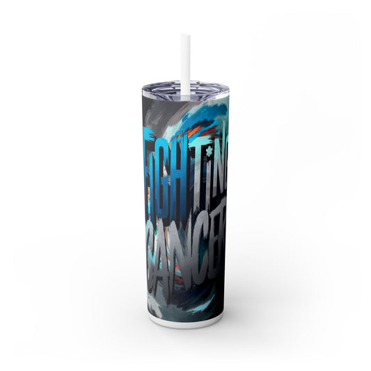 cancer Skinny Tumbler with Straw, 20oz Printify