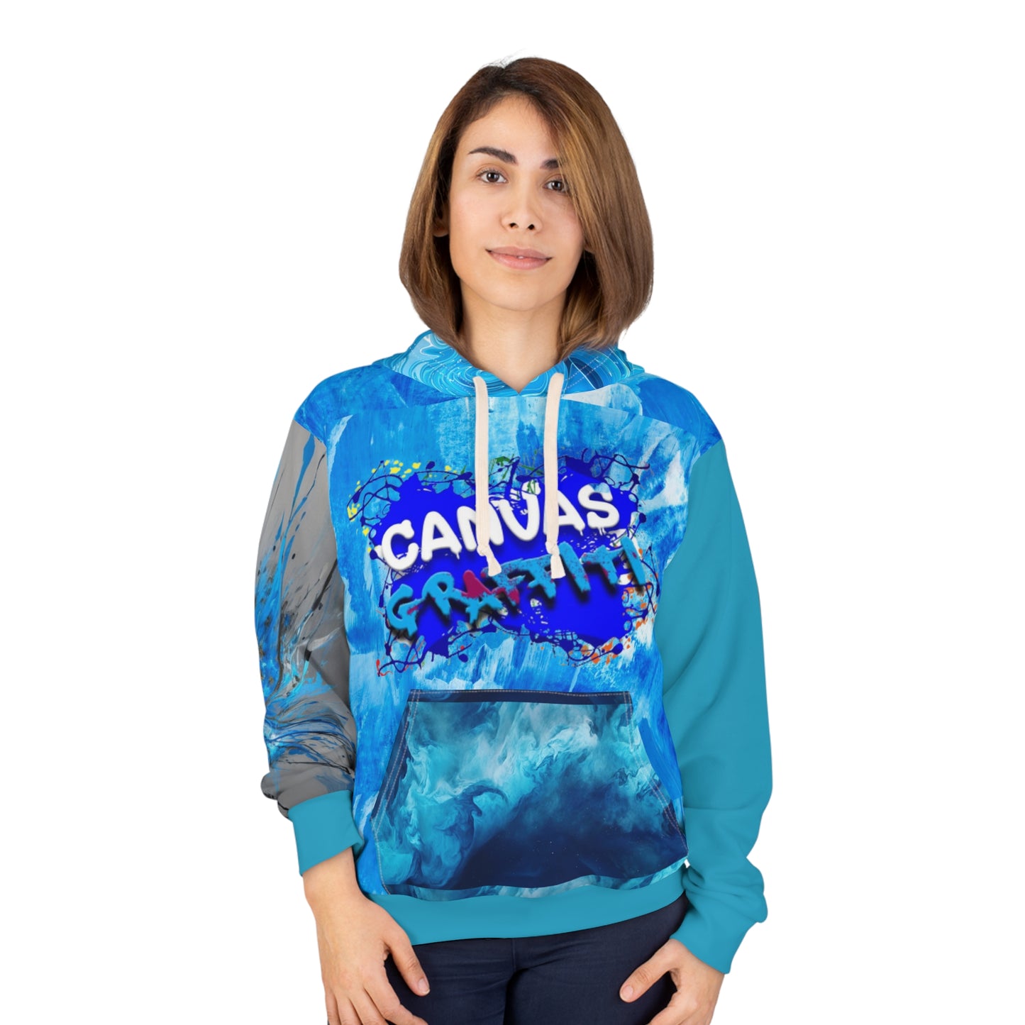abstract light blue Pullover Hoodie (AOP) Printify