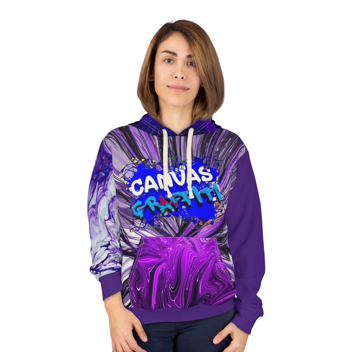 abstract purple Pullover Hoodie (AOP) Printify