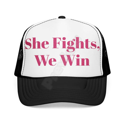 Breast Cancer Trucker Hat (Embroidery)(Fight).