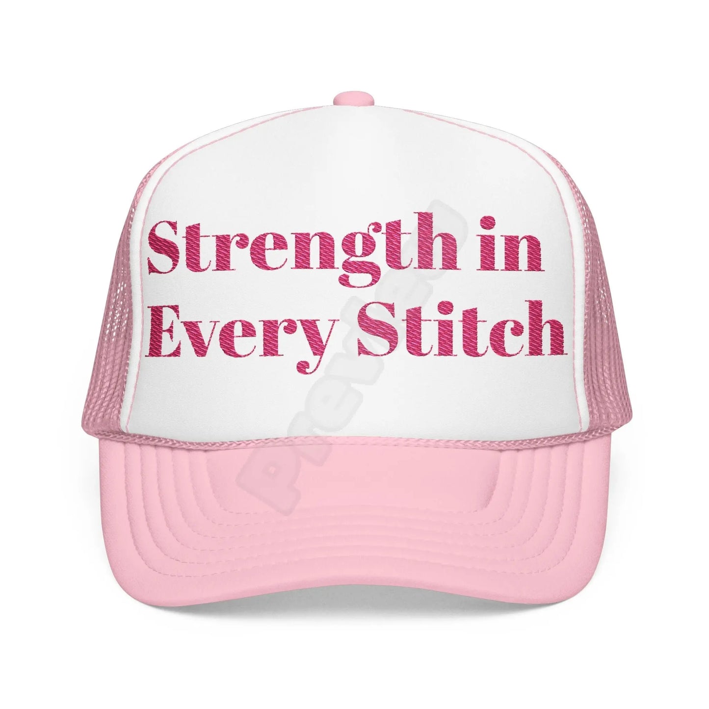 Breast Cancer Trucker Hat (Embroidery)(Strength).