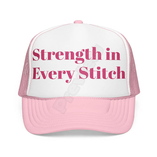 Breast Cancer Trucker Hat (Embroidery)(Strength).