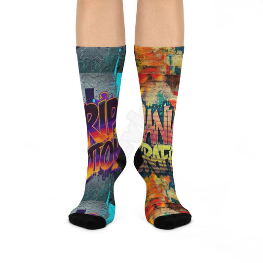 Cushioned Crew Socks (street graffiti) Printify