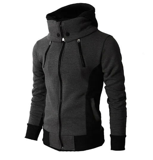 Double Zipper Hoodie Jacket for Men Canvas Graffitti