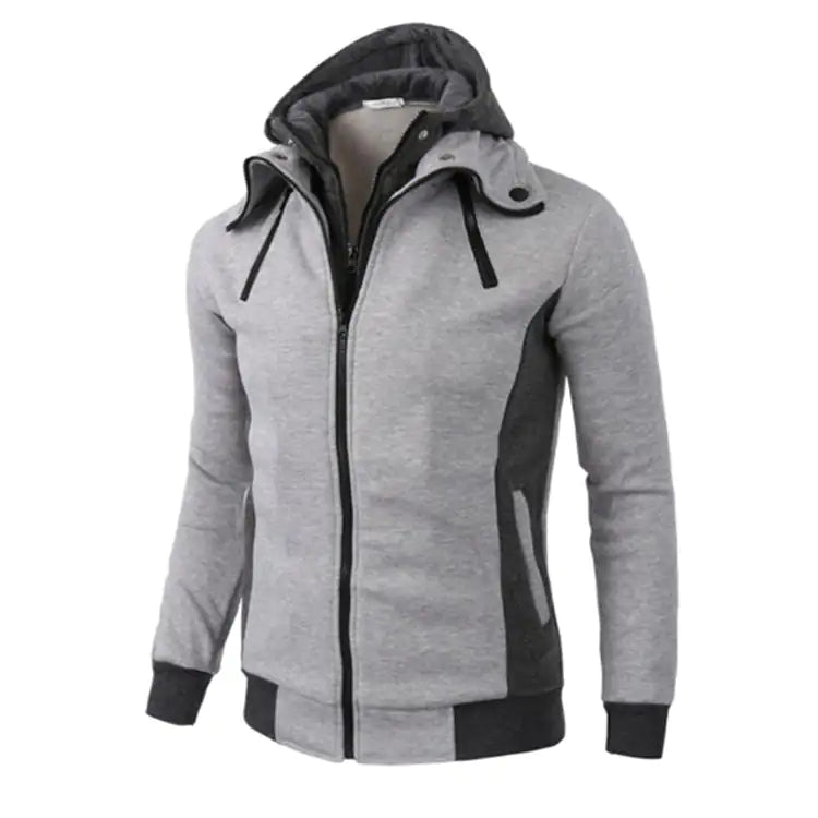 Double Zipper Hoodie Jacket for Men Canvas Graffitti