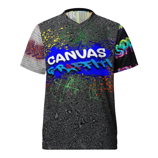 unisex sports jersey (street)Looking for the perfect sports jersey? We have you covered—made of 100% recycled polyester fabric, this shirt is breathable, moisture-wicking, and has a double-layerCanvas Graffittiunisex sports jersey (street)