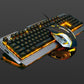 Ninja Dragons Tungsten Gold Metal Frame Gaming Keyboard and Mouse Set Yellow Pandora
