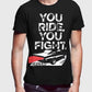 YOU RIDE YOU FIGHT Half Sleeves Black & Charcoal Tshirt Scorpius