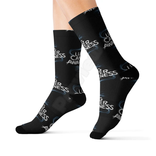 lung cancer awareness #2 Sublimation Socks Printify