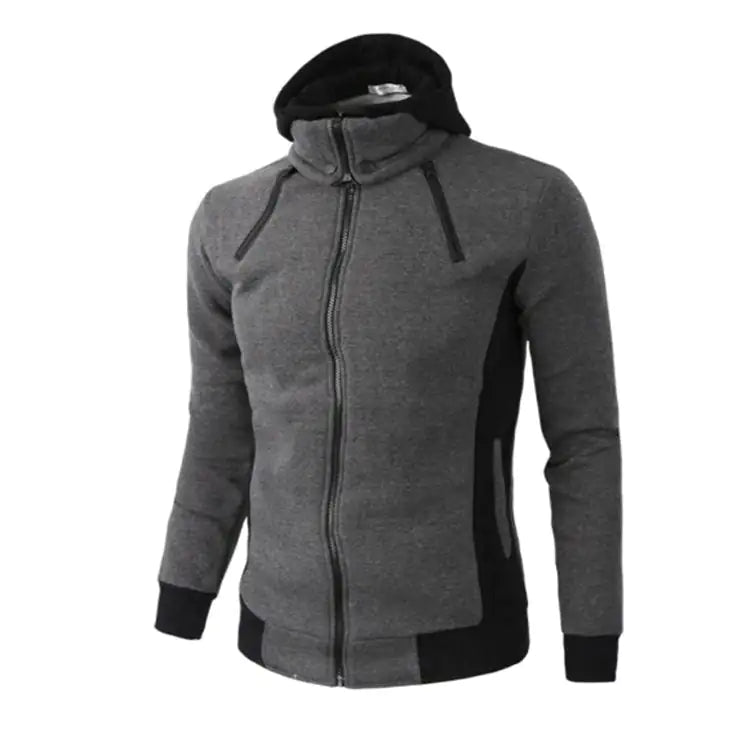 Double Zipper Hoodie Jacket for Men Canvas Graffitti