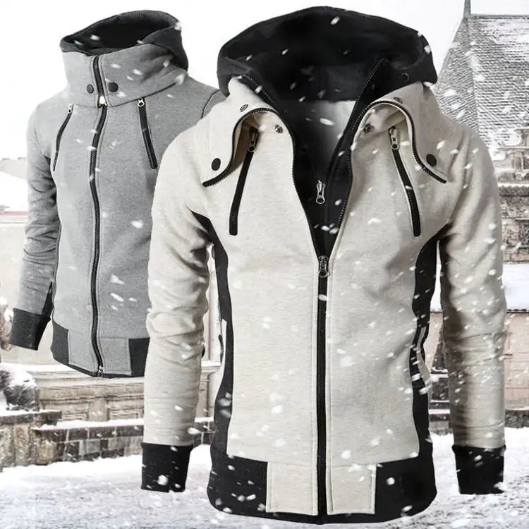 Double Zipper Hoodie Jacket for Men Canvas Graffitti