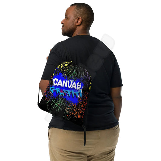 Drawstring bag black Canvas Graffitti
