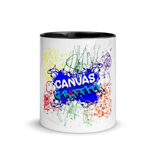 Mug with Color InsideAdd a splash of color to your morning coffee or tea ritual! These ceramic mugs not only have a beautiful design on them, but also a colorful rim, handle, and inside,Canvas GraffittiColor Inside