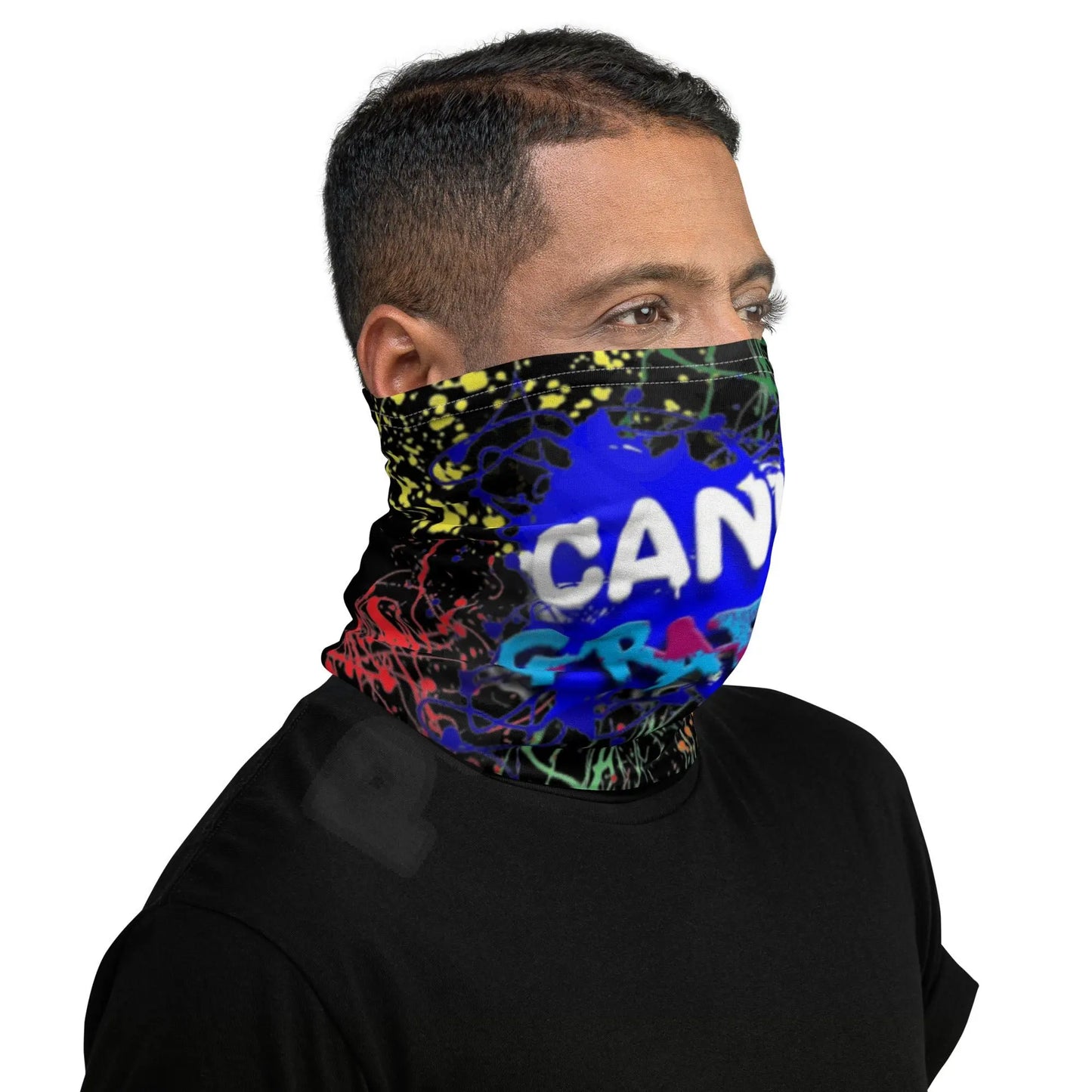 Neck Gaiter blackThis neck gaiter is a versatile accessory that can be used as a face covering, headband, bandana, wristband, and neck warmer. Upgrade your accessory game and find a Canvas GraffittiNeck Gaiter black