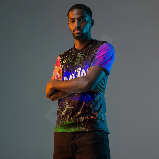unisex sports jersey (black)Looking for the perfect sports jersey? We have you covered—made of 100% recycled polyester fabric, this shirt is breathable, moisture-wicking, and has a double-layerCanvas Graffittiunisex sports jersey (black)
