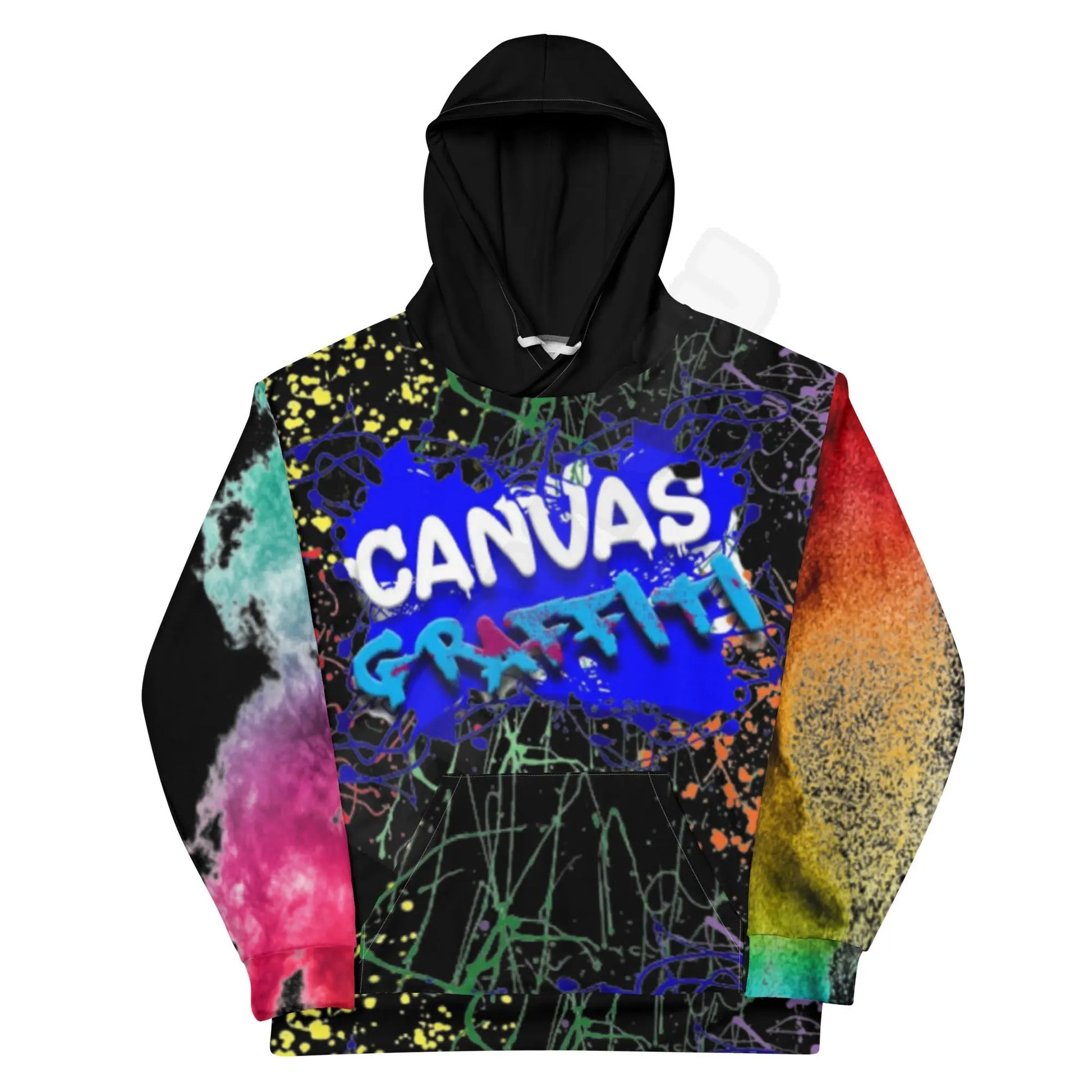 Unisex Hoodie (black)This comfy unisex hoodie has a soft outside with a vibrant print and an even softer brushed fleece inside. The hoodie has a relaxed fit, and it's perfect for wrappinCanvas GraffittiUnisex Hoodie (black)