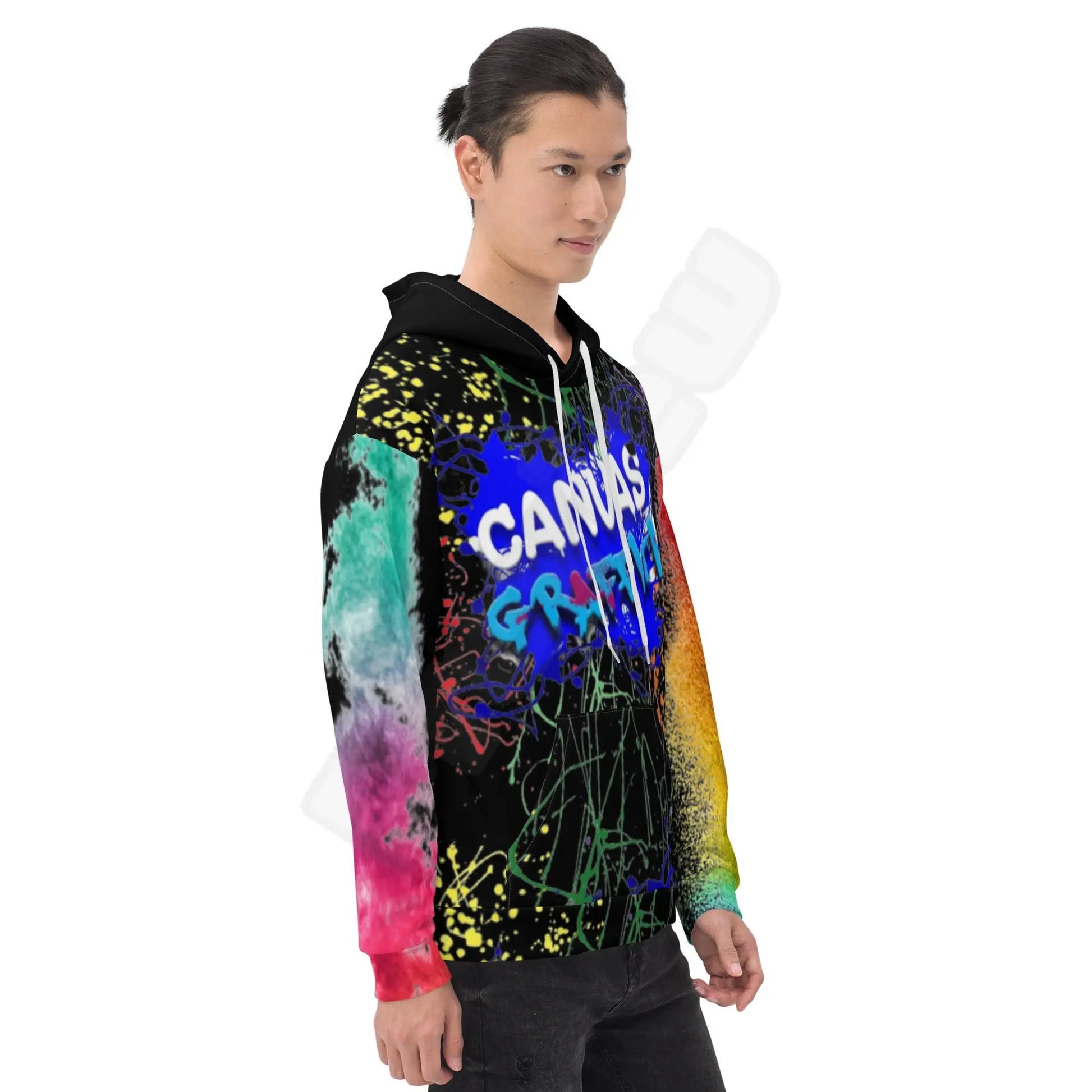 Unisex Hoodie (black)This comfy unisex hoodie has a soft outside with a vibrant print and an even softer brushed fleece inside. The hoodie has a relaxed fit, and it's perfect for wrappinCanvas GraffittiUnisex Hoodie (black)