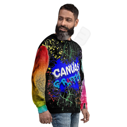 Unisex Sweatshirt (black)Each unique, all-over printed sweatshirt is precision-cut and hand-sewn to achieve the best possible look and bring out the intricate design. What's more, the durablCanvas GraffittiUnisex Sweatshirt (black)