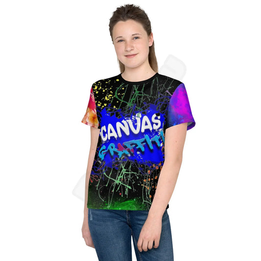 Youth crew neck t-shirt black Canvas Graffitti