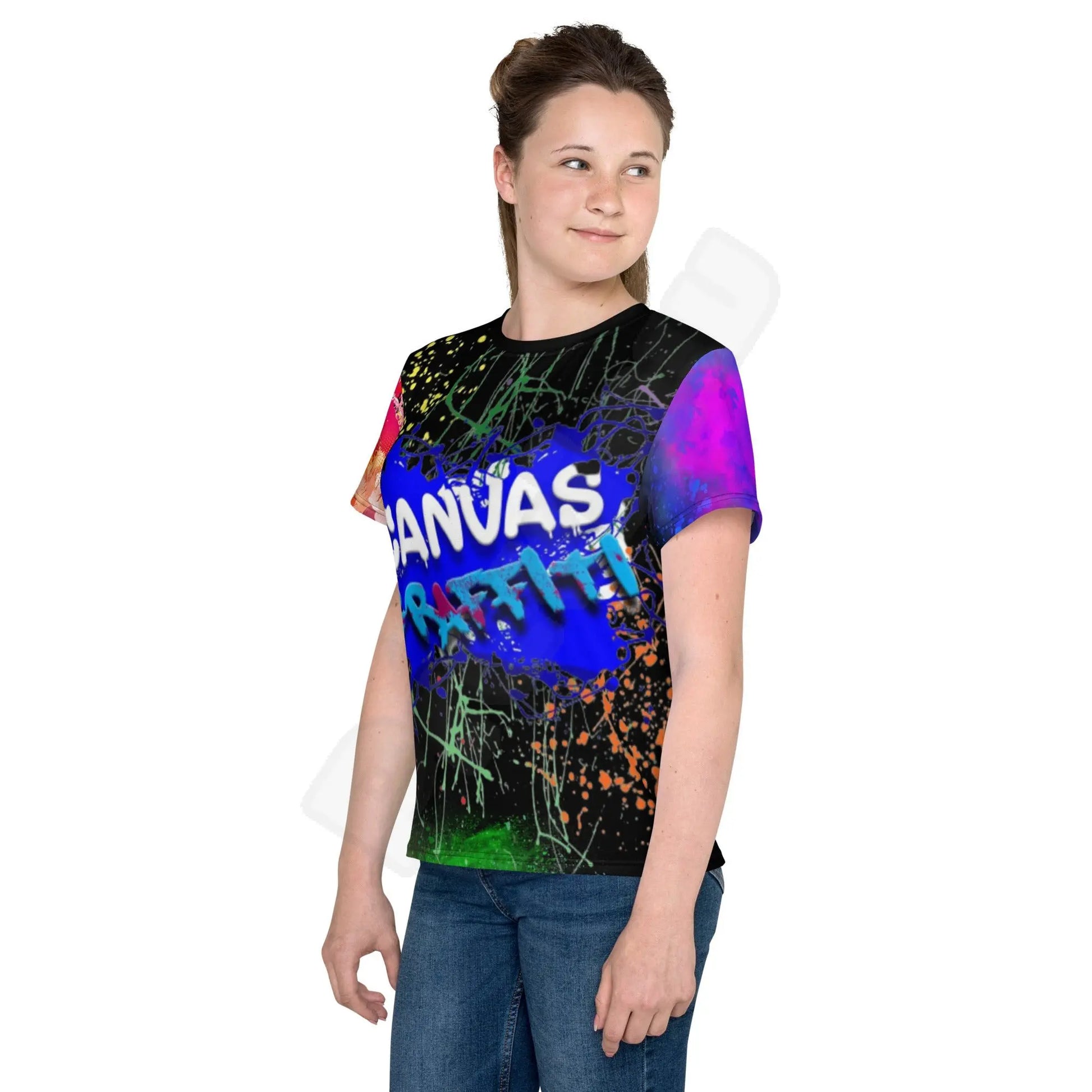 Youth crew neck t-shirt black Canvas Graffitti