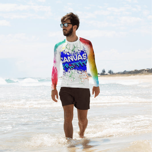 Men's Rash GuardDon’t let sunburn, wind, sand, or other elements ruin your day! This smooth and versatile long-sleeve rash guard will protect you while you have fun doing sports. ItCanvas GraffittiRash Guard