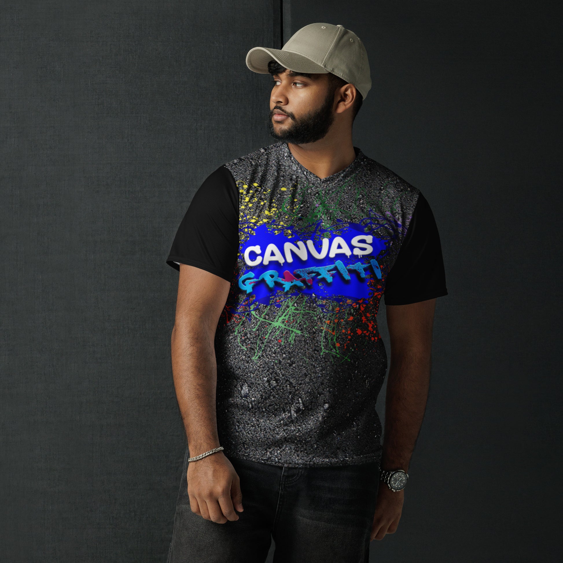 Recycled unisex sports jersey street Canvas Graffitti