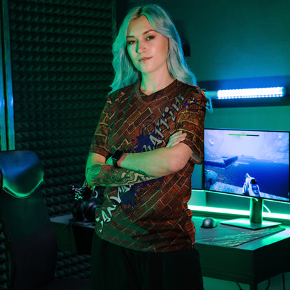 unisex sports jersey (brick)Looking for the perfect sports jersey? We have you covered—made of 100% recycled polyester fabric, this shirt is breathable, moisture-wicking, and has a double-layerCanvas Graffittiunisex sports jersey (brick)