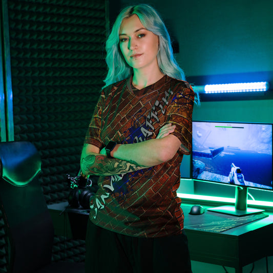 unisex sports jersey (brick)Looking for the perfect sports jersey? We have you covered—made of 100% recycled polyester fabric, this shirt is breathable, moisture-wicking, and has a double-layerCanvas Graffittiunisex sports jersey (brick)